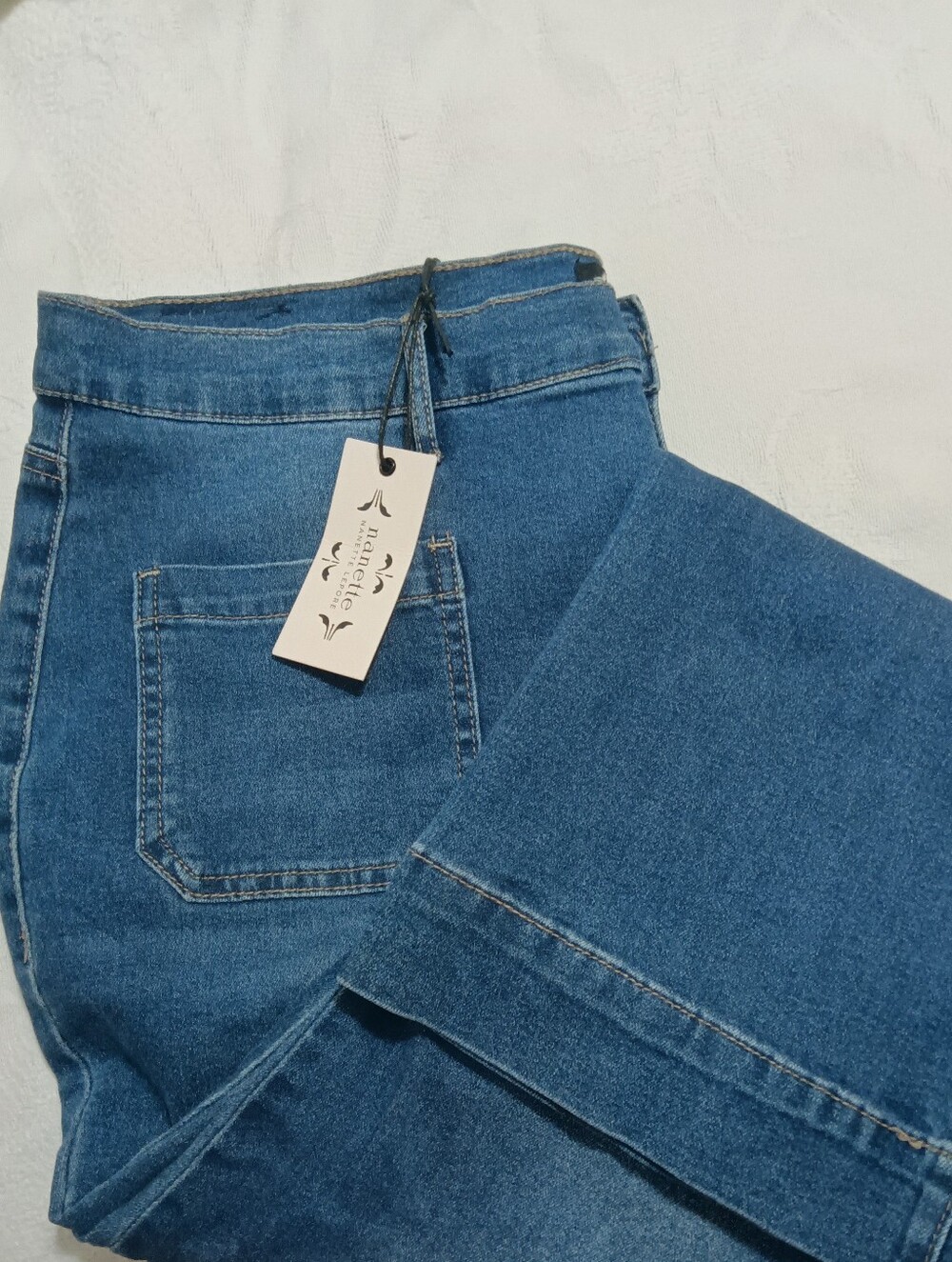 Nanette Lepore Women's High Rise Crop Boot Jeans in Blue Denim